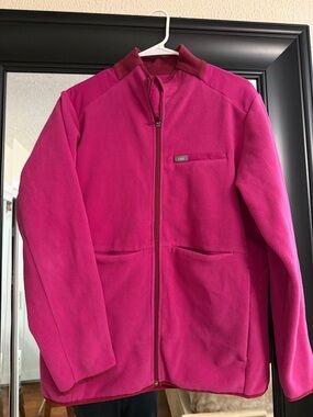 Figs Bright Pink Fleece Zip Jacket